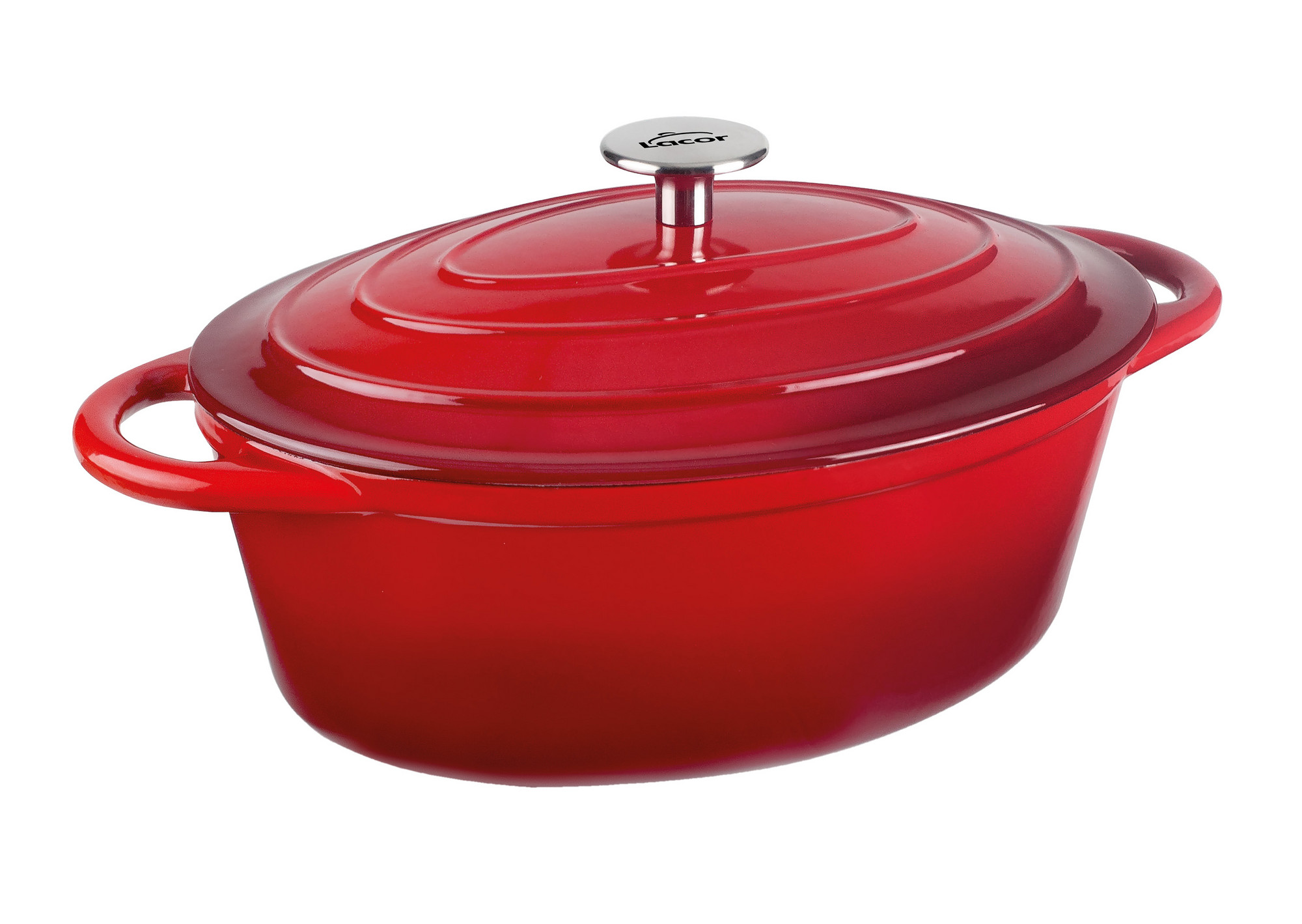 Kasserole mit Deckel oval 4l rot